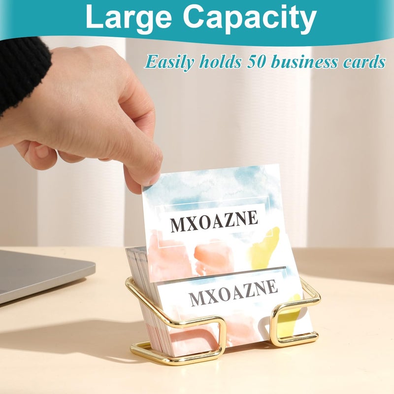 MXOAZNE Business Card Holder for Desk  Business Card Holder Display Stand  Modern Business Card Organizer  Desktop Business Card Holders  1 Pack  Gold - Image 4